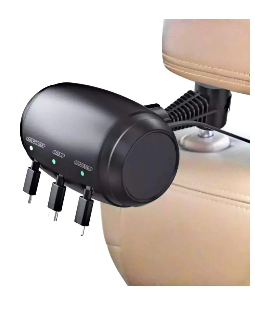 W&A Tech 3-in-1 Retractable Car Charger Kit with Magnetic Holder