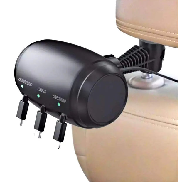 W&A Tech 3-in-1 Retractable Car Charger Kit with Magnetic Holder