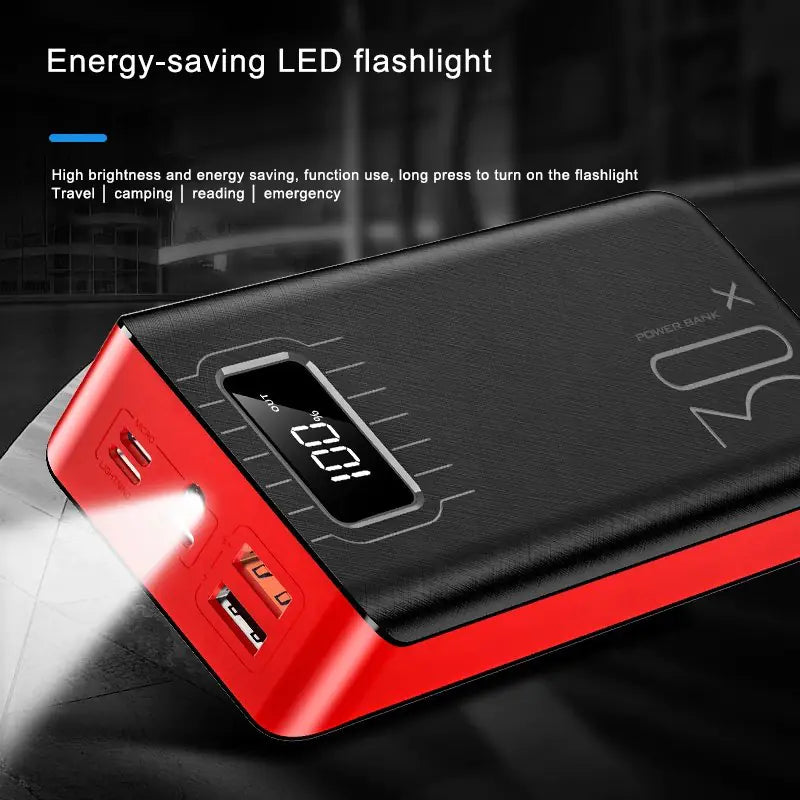 20K Dual-USB High-Capacity Power Bank with LED