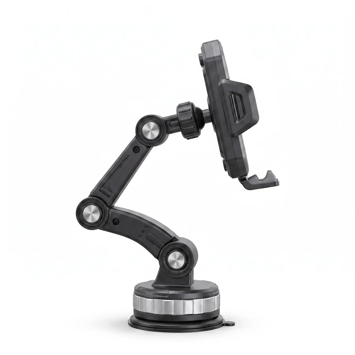 Side view of Dashboard Suction Phone Mount showing its articulated adjustable arm