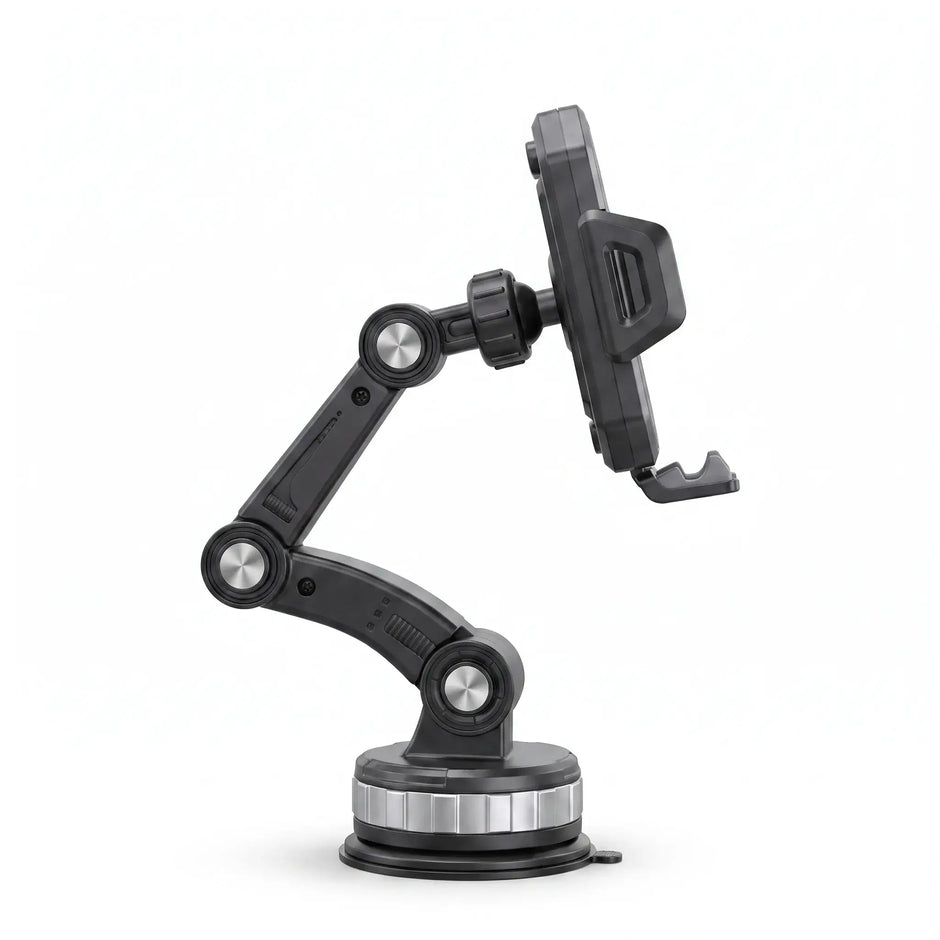 Side view of Dashboard Suction Phone Mount showing its articulated adjustable arm