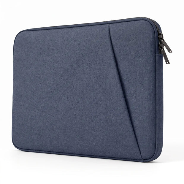 Dark Blue Padded Laptop Sleeve with zip closure and protective padded design