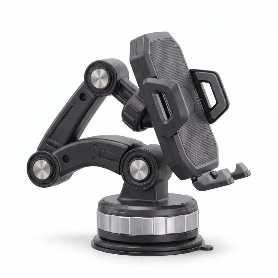 Dashboard Suction Phone Mount folded into a compact adjustable position
