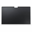 Front view of black magnetic MacBook privacy screen with matte privacy surface and camera cutout