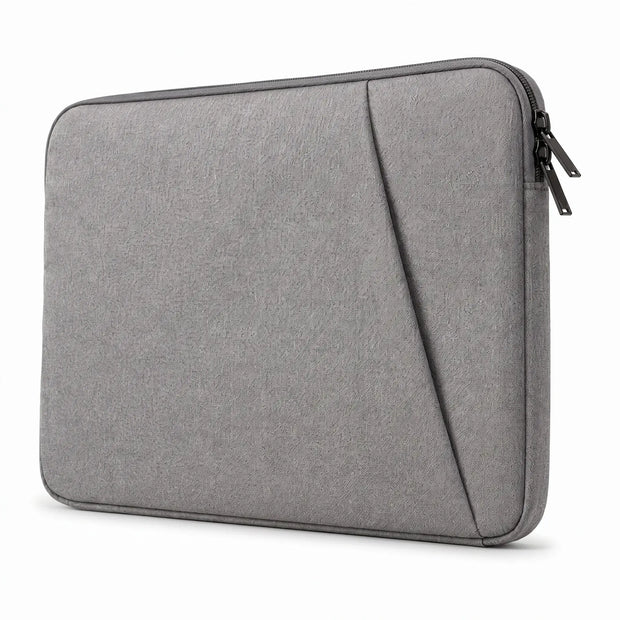 Gray Padded Laptop Sleeve with zip closure and soft protective construction