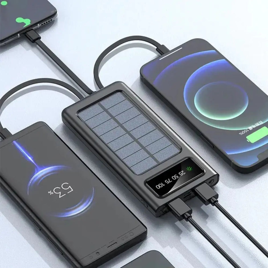 EcoCharge Solar Power Bank with Cables
