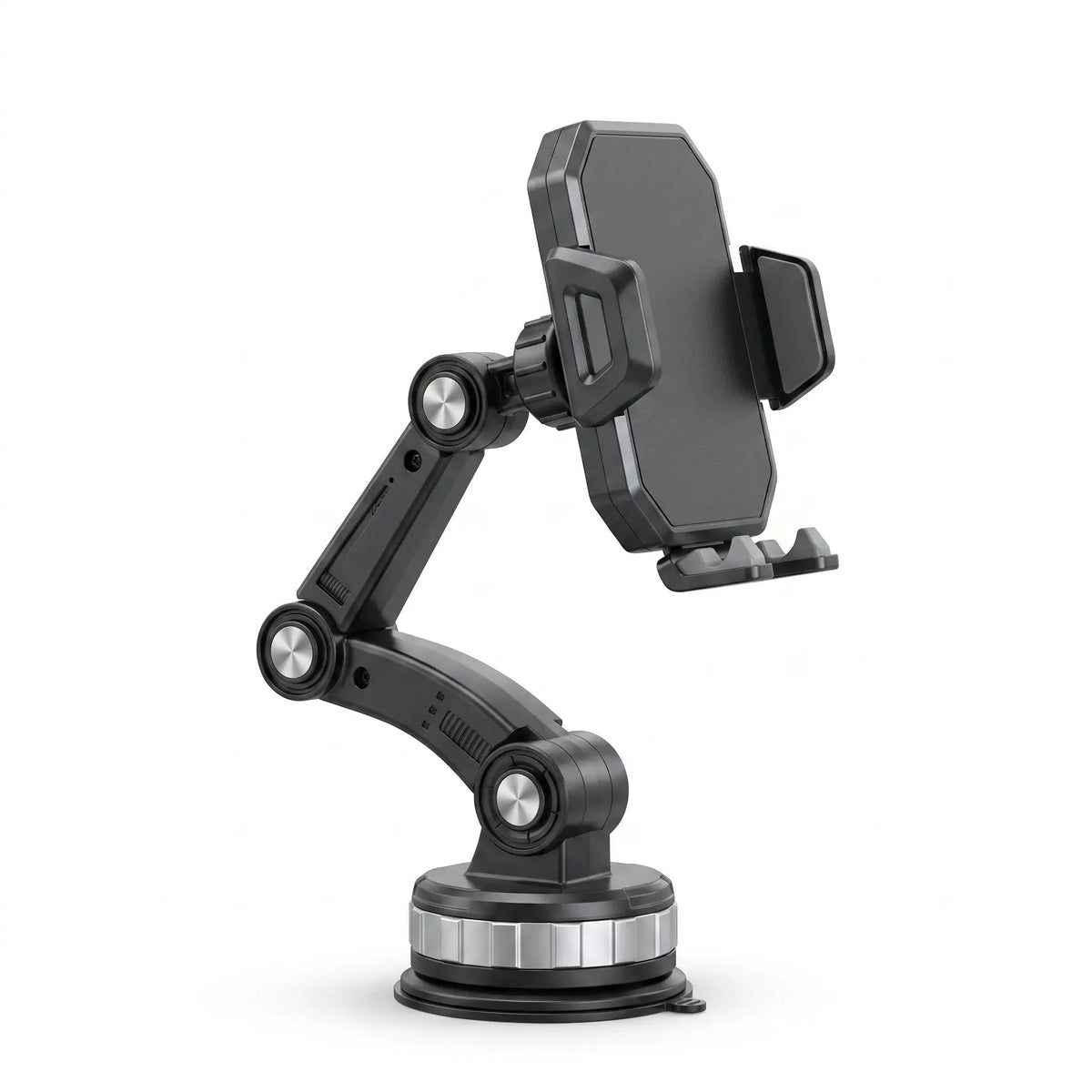 Dashboard Suction Phone Mount with adjustable multi-joint arm and suction-cup base