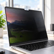 Close-up of matte magnetic MacBook privacy screen surface in bright ambient light