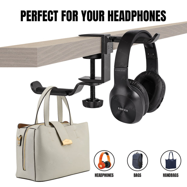Clamp-On Desk Headphone Hook