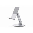 Silver adjustable aluminum phone and tablet stand with anti-slip silicone pads
