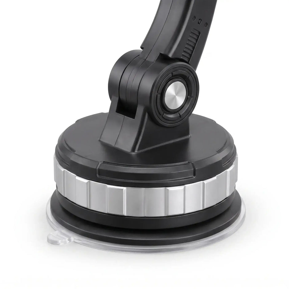 Close-up of round suction-cup base and adjustment mechanism on Dashboard Suction Phone Mount