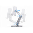 Three-joint adjustable phone and tablet stand showing 180 and 270 degree angle positions