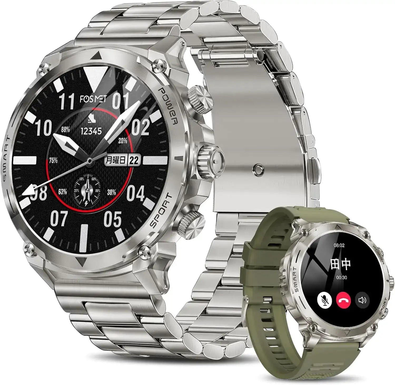 FOSMET LGW6 Executive Smart Watch: Dual-Strap Elegance with Advanced Communication Features