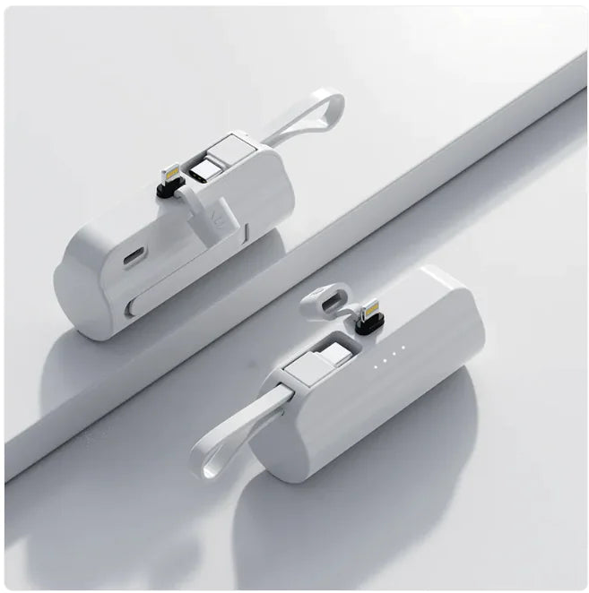 Portable Charger with Built-In Cables - 2000-10000mAh Power Bank, Lightning & USB-C